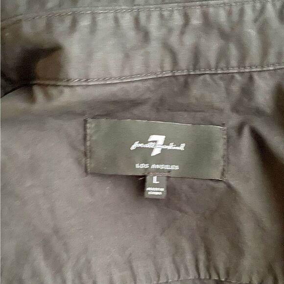 7 for all mankind Men's black long sleeve shirt size Large 100% cotton - Picture 3 of 9